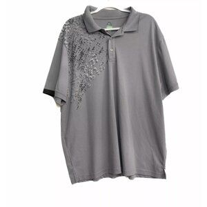 Pro Series Mens Gray Polyester Polo Shirt Graphic Collared Short Sleeve 2XL
